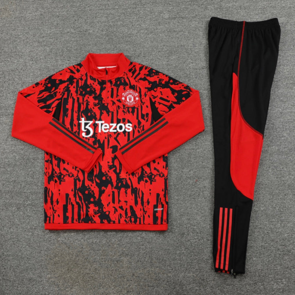 Manchester United training tracksuit 2023/24 black and red